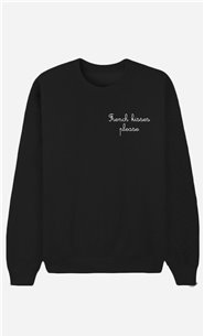 Sweatshirt Noir French Kisses Please - bestickt