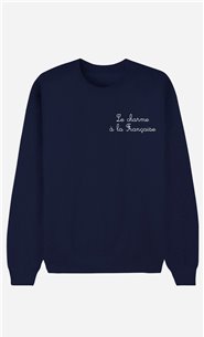Blaue Sweatshirt Le Charme A La Française - bestickt