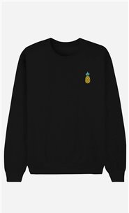 Schwarze Sweatshirt Ananas - bestickt
