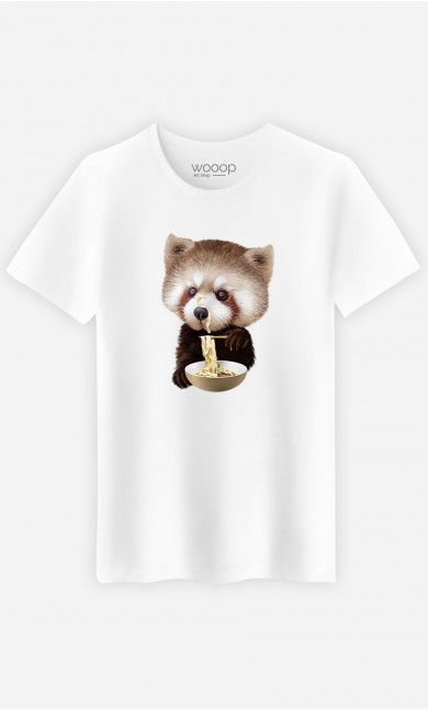 Mann T-Shirt Red Panda Loves Noodles