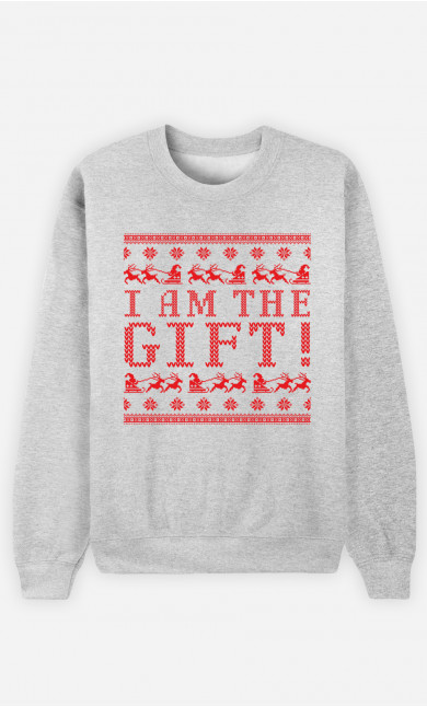 Mann Sweatshirt in Grau I Am The Gift