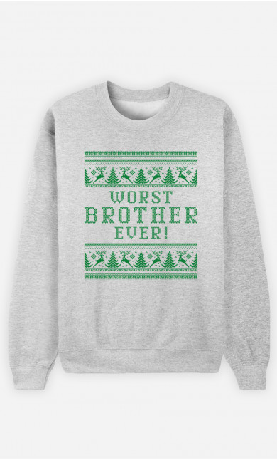Mann Sweatshirt in Grau Worst Brother Ever