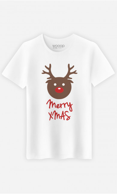 Mann T-Shirt in Weiß Merry Xmas Deer