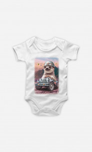 Baby Bodysuit Sloth On Racing Car