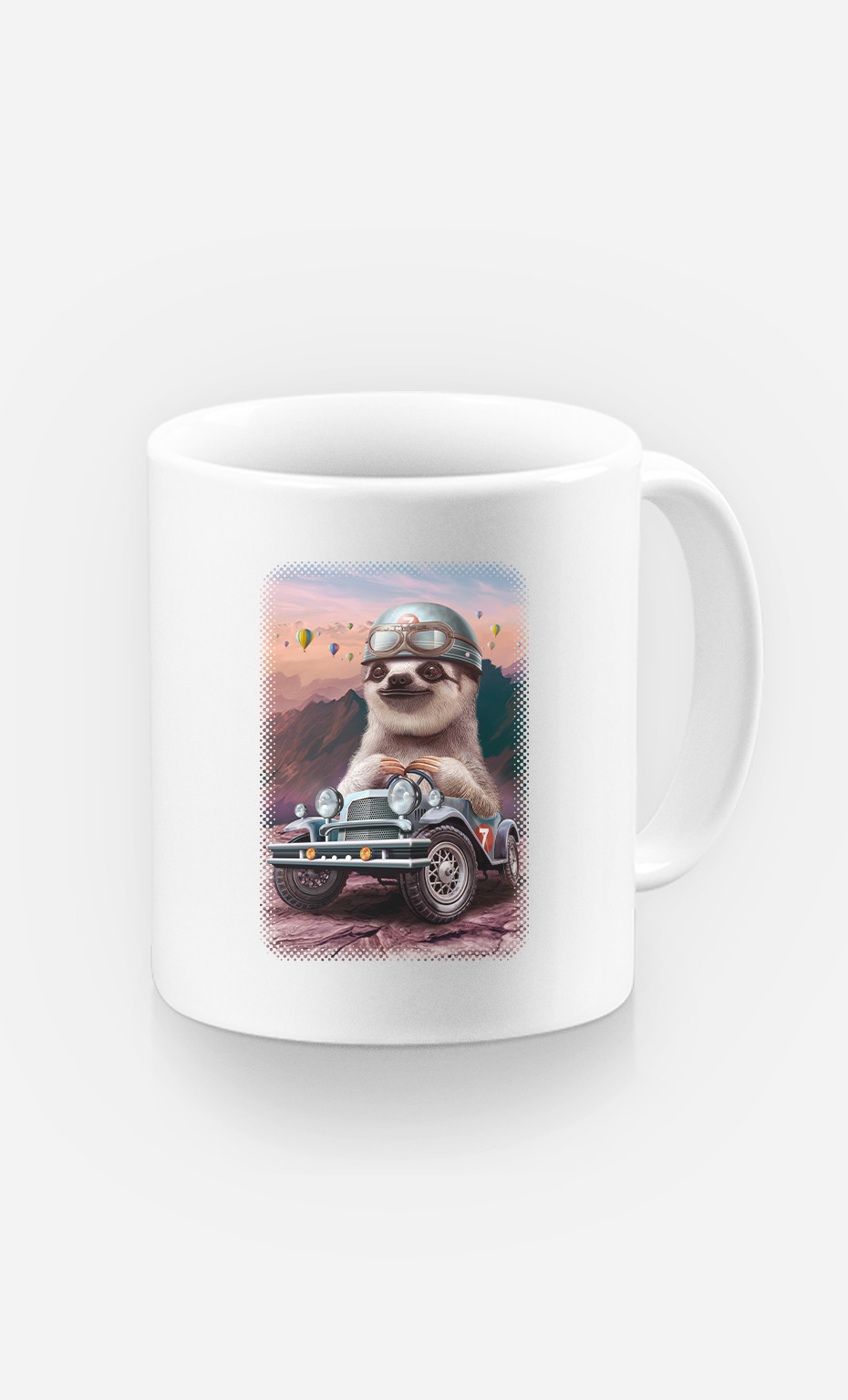 Tasse Sloth On Racing Car