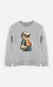 Kinder Sweatshirt Sloth Eat Pizza