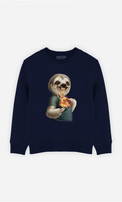 Kinder Sweatshirt Sloth Eat Pizza
