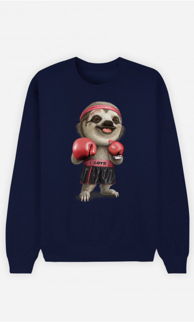 Mann Sweatshirt Sloth Boxing