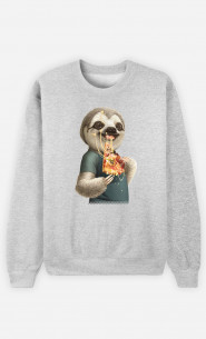Frauen Sweatshirt Sloth Eat Pizza