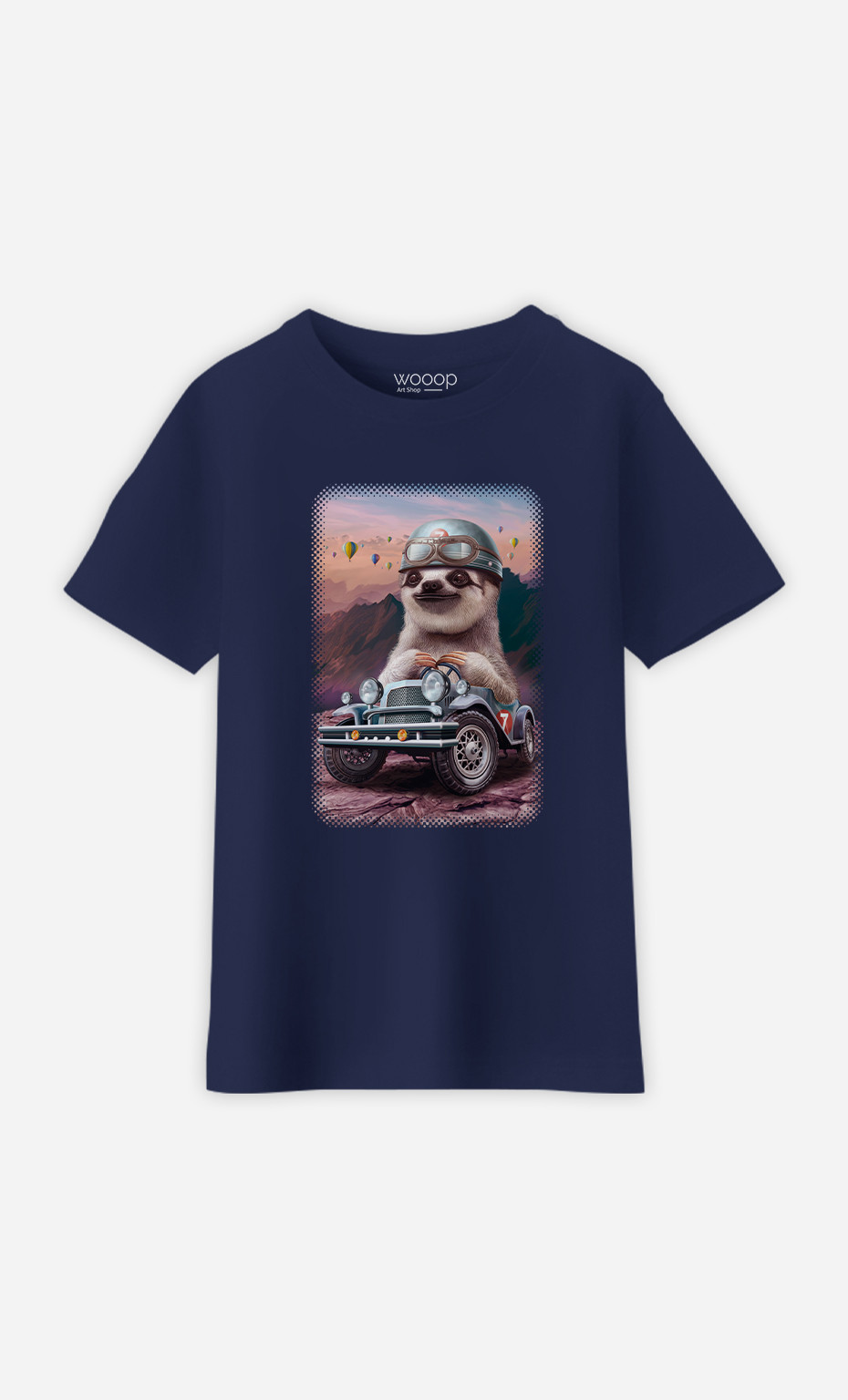 Kinder T-Shirt Sloth On Racing Car