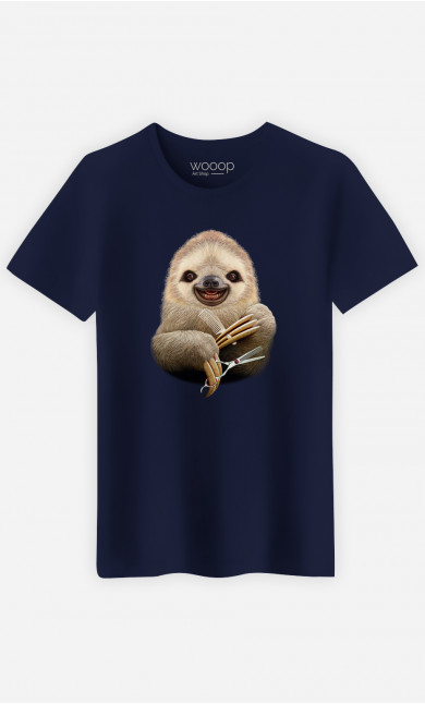 Mann T-Shirt Sloth Barber