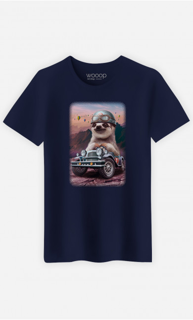 Mann T-Shirt Sloth On Racing Car