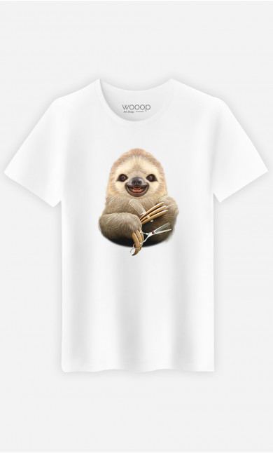 Mann T-Shirt Sloth Barber