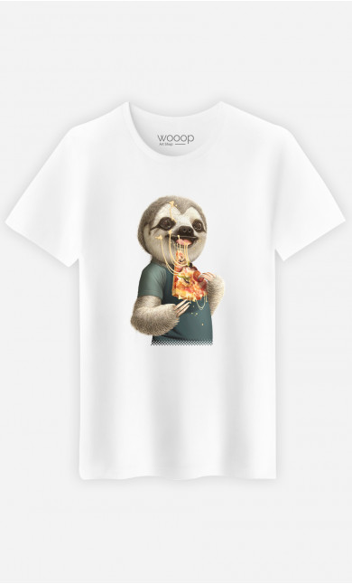 Mann T-Shirt Sloth Eat Pizza