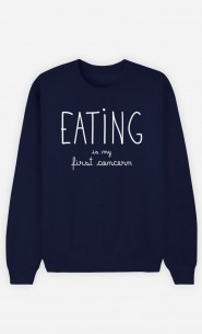Blue Sweatshirt Eating is My First Concern