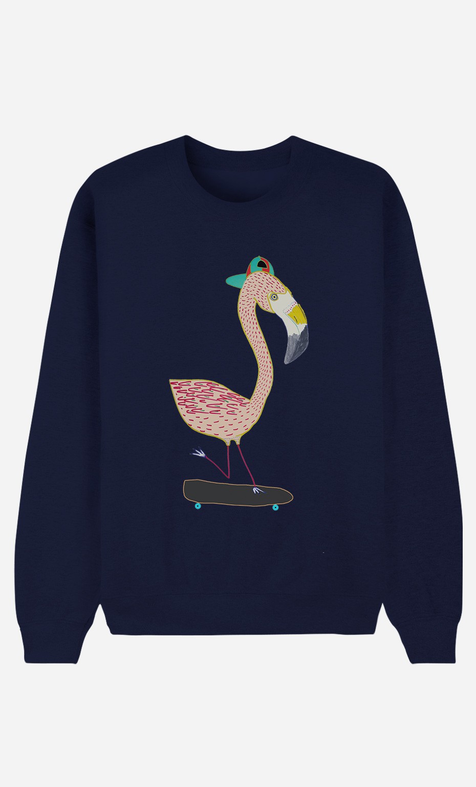 Blue Sweatshirt Flamingo Skater