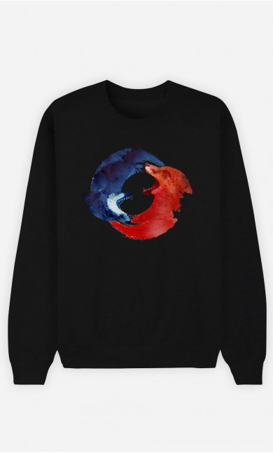 Black Sweatshirt Ying & Yang Foxes