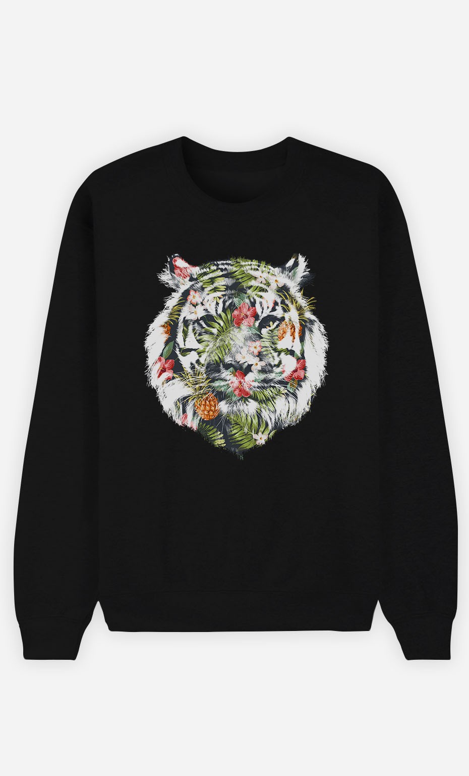 Black Sweatshirt Tropical Tiger