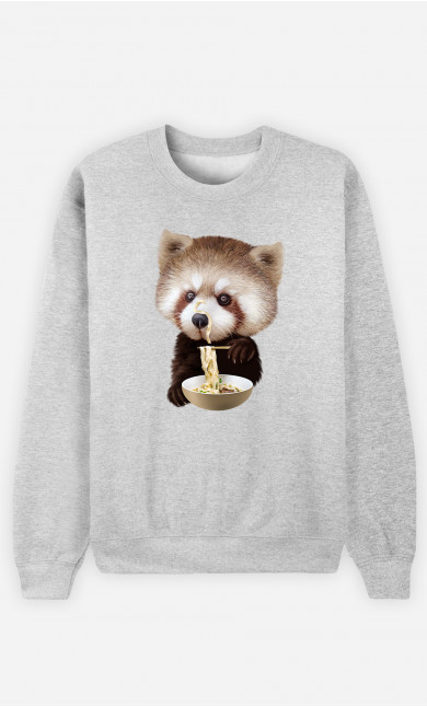 Man Sweatshirt Red Panda Loves Noodles