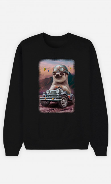 Sweatshirt Man Sloth On Racing Car