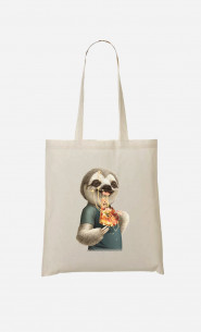 Tote Bag Sloth Eat Pizza