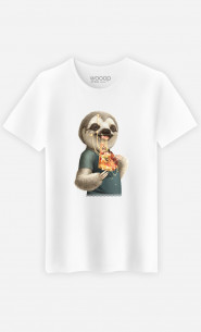 T-shirt Man Sloth Eat Pizza