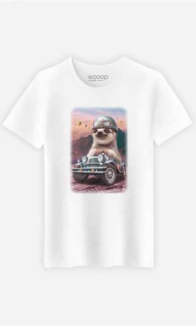 T-shirt Man Sloth On Racing Car