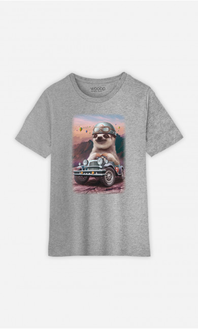 Kid T-Shirt Sloth On Racing Car