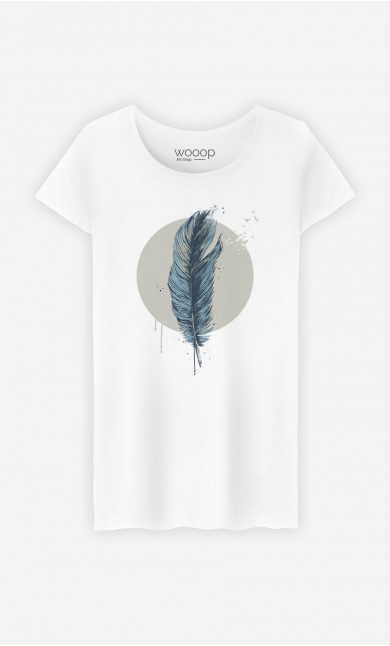 Woman T-shirt Feather In A Circle