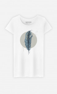 Woman T-shirt Feather In A Circle